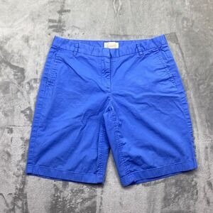 J. Crew Bermuda Shorts Womens 6 Blue Chino Cotton Stretch Mid Rise Fits 29"